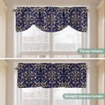 thumbnail image 4 of Abstract Blue Gold Tie Up Valance Curtains for Windows, Kitchen Curtains Window Shades, Luxurious Traditional Flower Leaf Light Filtering Roman Curtain Valances for Bedroom/Bathroom/Cafe 42"x12", 4 of 9
