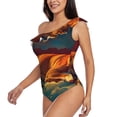 thumbnail image 5 of Daiia Colorful Starry Sky Sleep Dog Women's One Piece Swimsuits Personalized One Shoulder Swimwear Asymmetric Ruffle Bathing Suits-Small, 5 of 8