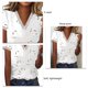 thumbnail image 3 of Camiseta de verano para mujer con cuello en V y manga corta con estampado floral para mujer tipo 4 L, 3 of 4