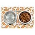 thumbnail image 1 of Hot Dog Pet Mat for Food and Water, Simplistic Sandwich Doodle Tasty Frankfurter in Bread with Mustard and Ketchup, Non-Slip Rubber Mat for Dogs and Cats, 18" X 12", by Ambesonne, 1 of 2