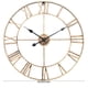 thumbnail image 5 of Reloj de pared grande de metal clásico, redondo, de hierro, con números romanos, para decoración del hogar (dorado, 60 cm de diámetro), 5 of 12