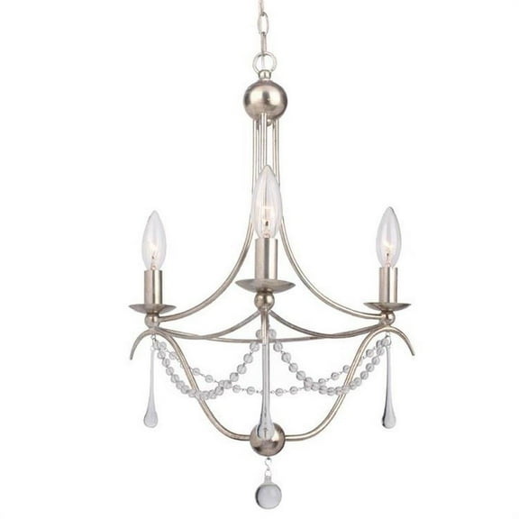 Three Light Chandelier in Minimalist Style 15.5 inches Wide By 21.25 inches High-Antique Silver Finish Bailey Street Home 49-Bel-1626850
