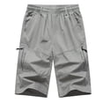 thumbnail image 6 of Betivan Men's Cargo Capri Pants Solid Color Drawstring Elastic Waist Pockets 3/4 Length Loose Fit Casual Summer Outdoor Sports Daily Trousers, 6 of 9