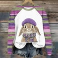 thumbnail image 2 of Goodeals Womens Easter Bunny Sweatshirt Casual Plaid Long Sleeve Shirts Fashion Cute Rabbit Tops Oversized Loose Fit Tops(Purple,S), 2 of 4