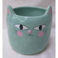 thumbnail image 1 of Set of 2 Aqua Green Cat Face Planter, 1 of 1