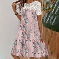 thumbnail image 2 of Vestido largo hasta la rodilla de manga corta informal con cuello redondo y estampado bohemio para mujer Fridja  bnh2056, 2 of 8