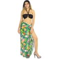 thumbnail image 2 of LA LEELA Women's Sheer Chiffon Bikini Wrap Bathing Suit Sarong Swimwear Cover ups Beach Wraps for Women Pareo One Size Navy, Pineapple Floral, 2 of 5