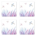 thumbnail image 1 of Dragonfly Coaster Set of 4, Nature Themed Colorful Birds Like Bugs Flies on Flame Abstract Image, Square Hardboard Gloss Coasters, Standard Size, Violet Pink and Blue, by Ambesonne, 1 of 2