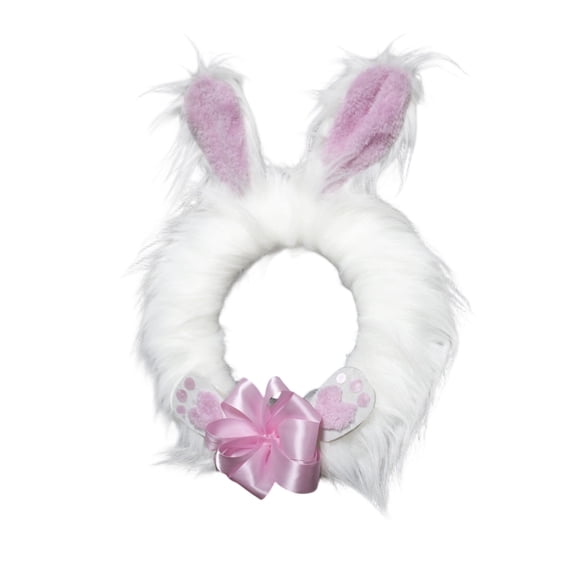 545Cm Easter Plush Bunny Wreath With Fluffy Ears, Spring-Themed Decorative Door Sign, Perfect For Home And Office Window Displays And Party Decorations During Spring And Easter