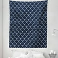thumbnail image 1 of Nautical Tapestry, Shell Pattern with Half Circled Lines Like Ocean Waves Nautical Modern Illustration, Fabric Wall Hanging Decor for Bedroom Living Room Dorm, 5 Sizes, Indigo White, by Ambesonne, 1 of 1