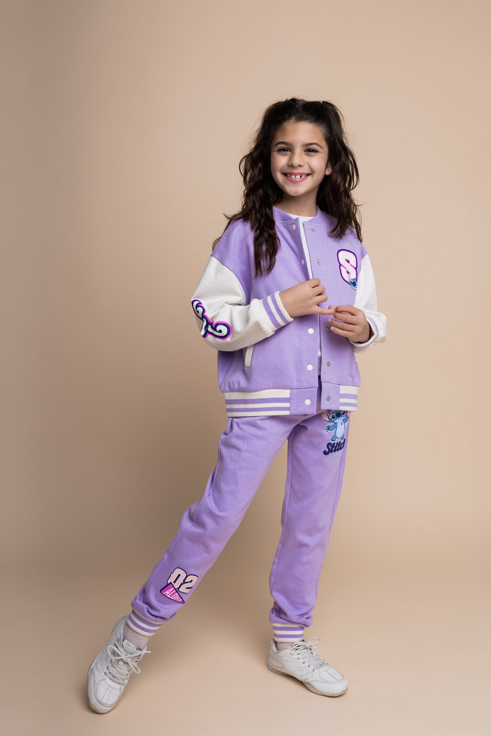 Disney Lilo & Stitch Fleece Varsity Bomber Jacket and Jogger Pants Outfit Set Toddler to Big Kid