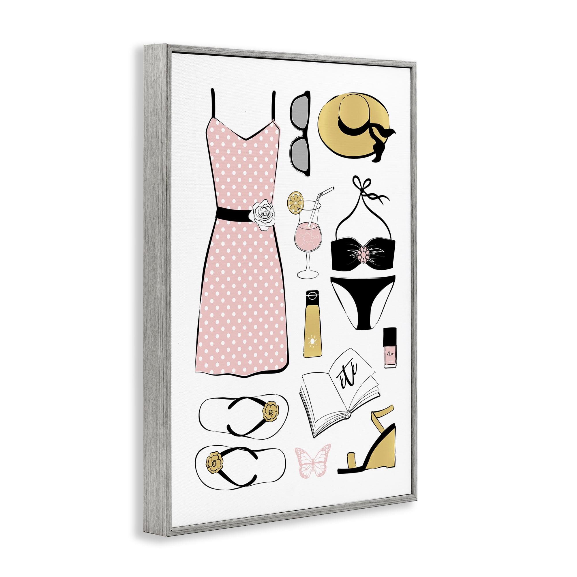 Stupell Industries Summer Vibes Necessities Gray Framed Giclee Art, design by Martina Pavlova