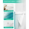 thumbnail image 6 of No Hook Shower Curtains, Turquoise White Ombre Standard Shower Curtains with Snap in Liner, Farmhouse Minimalist Gradient Art Waterproof Washable Fabric Bathroom Shower Curtain Sets, 66" x 72", 6 of 7