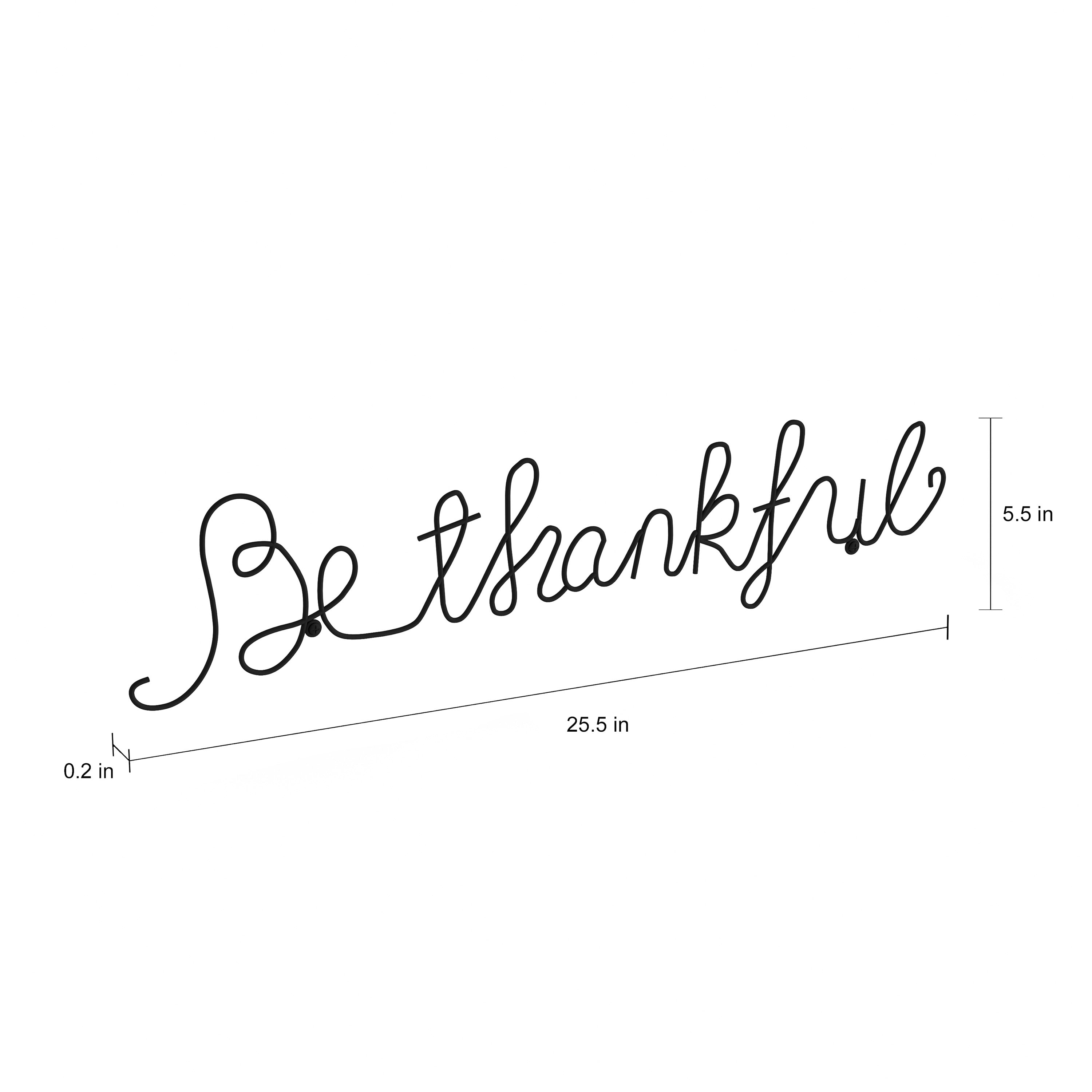 Lavish Home Metal Cutout- Be Thankful Sign-3D Word Art Home Accent Decor- for Modern Rustic, Black