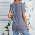 thumbnail image 4 of Women's Short Sleeve Tops Summer Casual Knit Loose Flowy Curved Hem Crew Neck Shirts Soft Breathable Blouses (L, Gray), 4 of 7