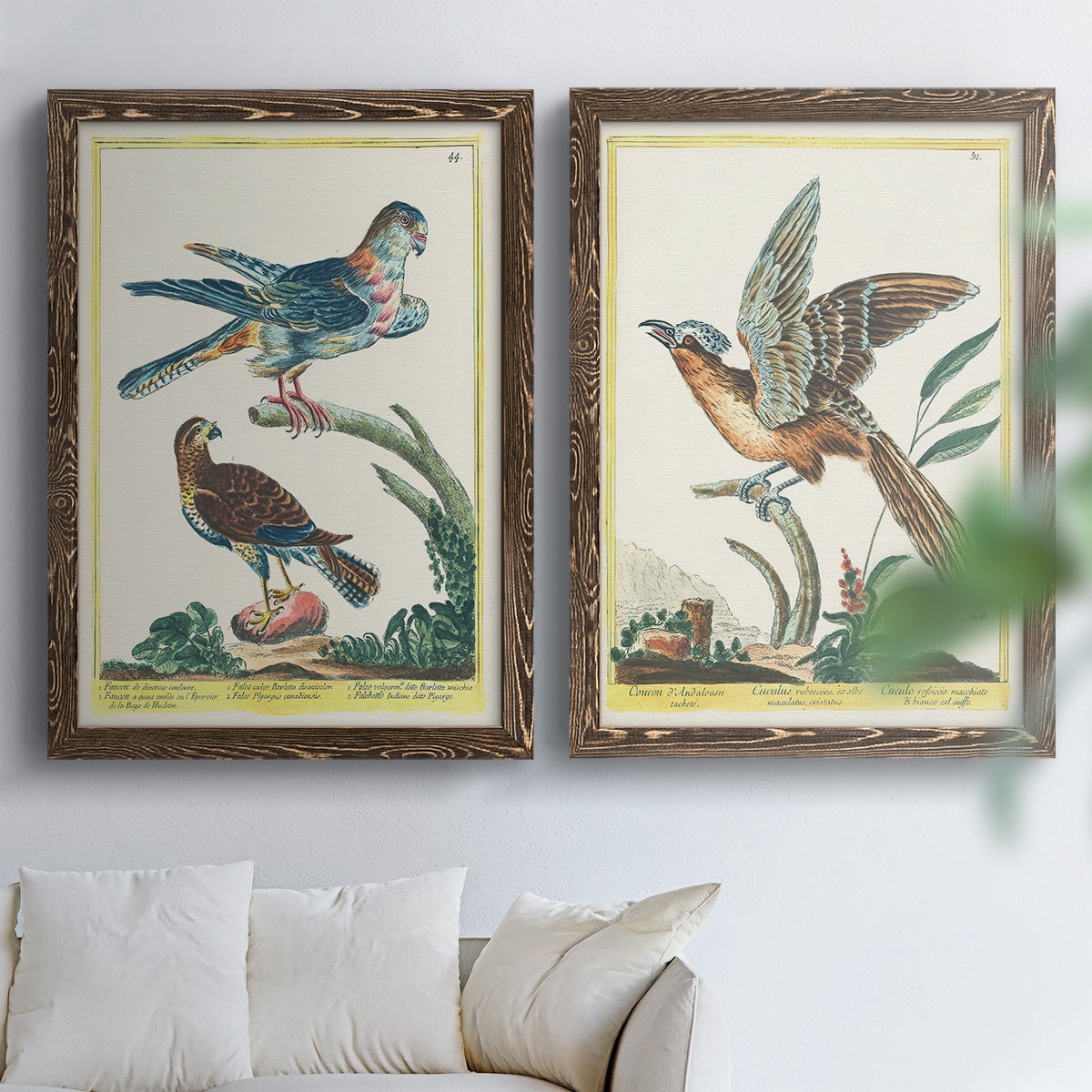 Pastel Birds III - Premium Framed Canvas 2 Piece Set - Ready to Hang