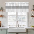 thumbnail image 2 of Gray Solid Color Texture Tier Curtains, Simple Grey Stripes Light Filtering Kitchen Curtains, 2Pcs Rod Pocket Half Window Treatments Panels for Sink Cafe Cabinet Camper 27.5x24 Inches, 2 of 9