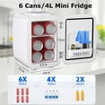 thumbnail image 3 of BEICHEN Mini Fridge, 4L/6 Can Small Refrigerator for Bedroom, Car, Office & Dorm,110V AC/ 12V DC Thermoelectric Cooler and Warmer for Cosmetics, Beverage and Food, White, 3 of 10