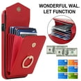 thumbnail image 3 of Nalacover Wallet Case for iPhone 7 / iPhone 8 / iPhone SE 2020/2022, Back Card Slots Magnetic Button Ring Holder Stand Cover with RFID Blocking Wrist Hand Strap PU Leather Anti-Shocks Case,Red, 3 of 9