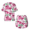 thumbnail image 6 of Wukai Flamingo Women's Pajama Set,Short-Sleeve Top and Shorts with Elastic Waistband and Pockets for Loungewear, Yoga, and Casual Wear-Large, 6 of 8