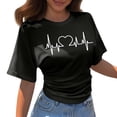 thumbnail image 2 of Womens Tshirts Korean Style Short Sleeve T Shirt Loose Fit Crew Neck Basic Summer Top Tops for Women Black L, 2 of 4