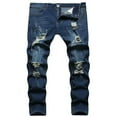 thumbnail image 1 of Men‘s Ripped Skinny Jeans Casual Male Slim Solid Color Long Trousers, 1 of 9