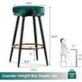 thumbnail image 2 of Tabaray Counter Height Bar Stools, 24 Inches Velvet Swivel Bar Stools Set of 2 Modern Upholstered Bar Chairs with Metal Frame Backless for Kitchen Counter Bar Island (Green), 2 of 12