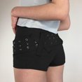 thumbnail image 3 of Pantalones cortos cargo góticos con ojales y parches para mujer, estilo punk, de mezclilla de cintura baja, ajustados y oscuros., 3 of 6