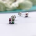 thumbnail image 6 of Square Shaped Multicolor Floral Design Stud Earrings CZ Diamonds In 925 sterling Silver  Minimalist Handmade Gift for Her, 6 of 8