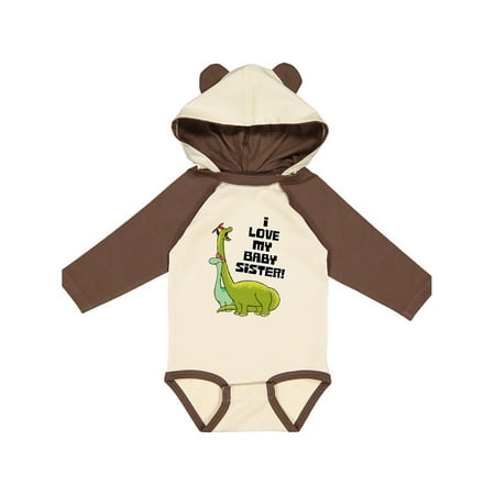 

Inktastic I Love My Baby Sister with Baby Brontosauruses Gift Baby Boy or Baby Girl Long Sleeve Bodysuit