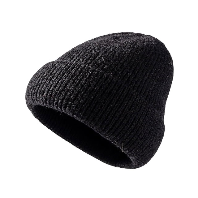 Black Mens Warm Knitted Hat With Thick Velvet Versatile Ear Protection No Brims For Outdoor Use In Black Adjustable Size Comfortable And Warm For Winter Activities