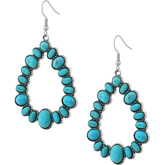 Created Turquoise Earrings for Women, Ethnic Bohemian Waterdrop Created Turquoise Bead Dangle Drop Earrings, Vintage Boho Hippie Jewelry Gift