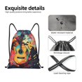 thumbnail image 4 of Xecao World Map Guitar Illustration Pattern Sports Drawstring Backpack - String Swim Gym Bag with Wet Proof Pocket for Women&Men-Medium, 4 of 6