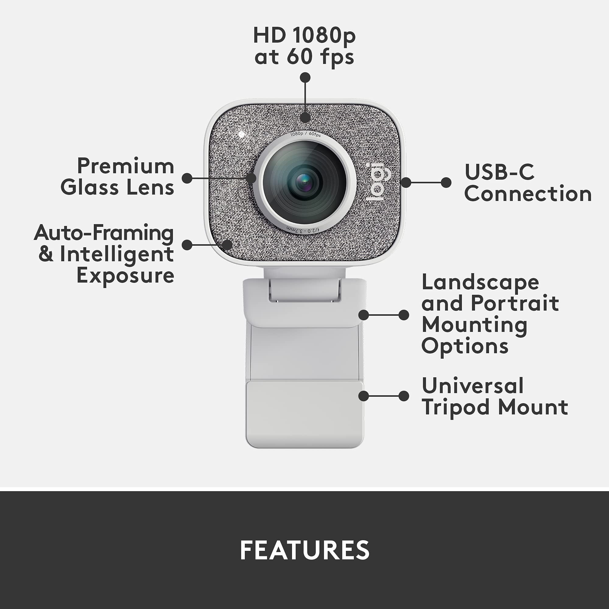 lo gi  StreamCam Webcam 1080p  Smart Auto-Focus, for PC/Mac