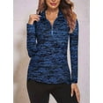 thumbnail image 3 of Women'S 1/4 Zip Shirts UPF 50+ Sun Protection Pullover Long Sleeve Quick Dry Workout Hiking Athletic Shirts Dark Blue S, 3 of 6