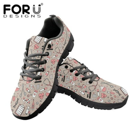 

Medical Equipment Nursing Print Ladies Lace Up Shoes Women Breathable Air Mesh Shoes Comfortable Mesh Shoes Zapatos