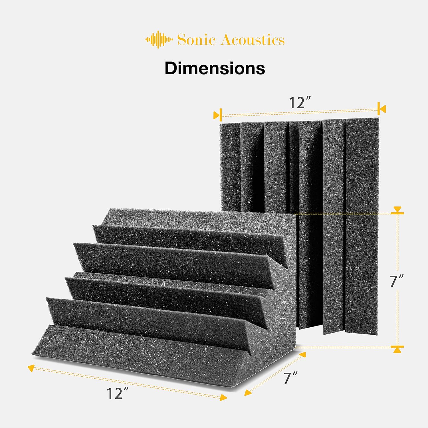 FStop Labs Acoustic Foam Panels, 3D Polyurethane Soundproof Wall Panels, 12 in x 12 in x 0.4 in, Black, 12 Pack