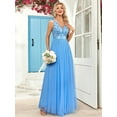 thumbnail image 6 of [Sequin Wedding Dress] Light Blue Sequin A-Line Maxi Dress - Elegant Sleeveless Double V-Neck Wedding Dress for Women - Stretch Waist, Embroidered Tulle Panels, Perfect for All Seasons, 6 of 10