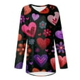 thumbnail image 4 of CCRFTGI Valentine's Day Womens Long Sleeve Tops Fashion Lucky Funny Love Heart Print Tunic Lightweight V Neck Womens Tops Fall Spring Basic Irregular Hem Outfits Purple XXL, 4 of 6