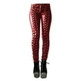 thumbnail image 3 of Skymirror Steampunk Women Faux Leather Cosplay Pants Carnival Party Skinny Button Trousers, 3 of 4