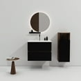 thumbnail image 2 of Bathroom Vanity 24" - Soft Black & Walnut Theme. Modern With Ceramic Sink Overflow. Abundant Storage, Silent Soft-close Technology Wall Mounted Unit Walnut. With Overflow Sink. Spacious Rails, 2 of 4