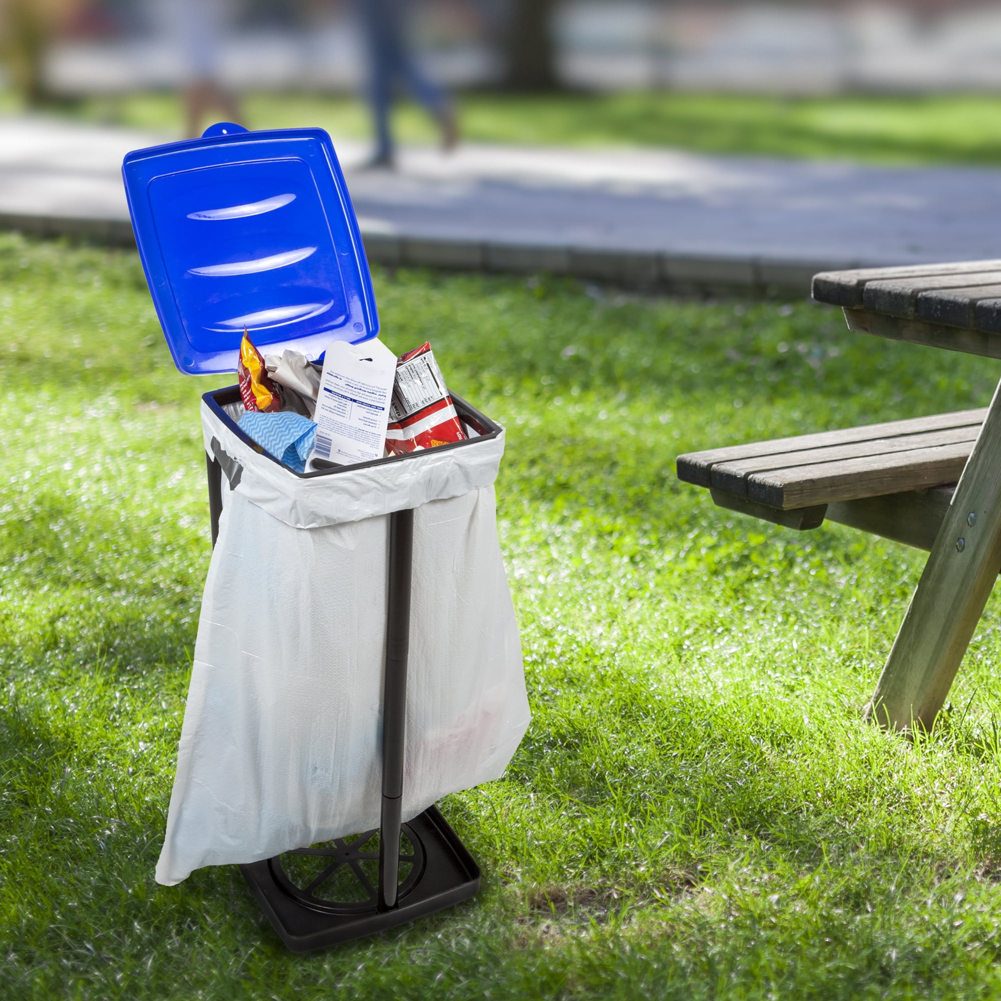 Portable Trash Bag Holder ? Collapsible Garbage Bin for Parties Camping or RV ? 13-Gallon Trash Can for Indoor/Outdoor by Wakeman Outdoors (Blue)
