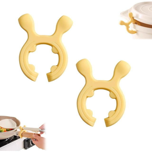 Multifunction Silicone Pot Handle Spatula Rack, Pot Handle Spatula Holder Kitchen Rest, Silicone Non-Slip Spoon Holder Stove Organizer, Kitchen Gadgets and Acces sories (Yellow)
