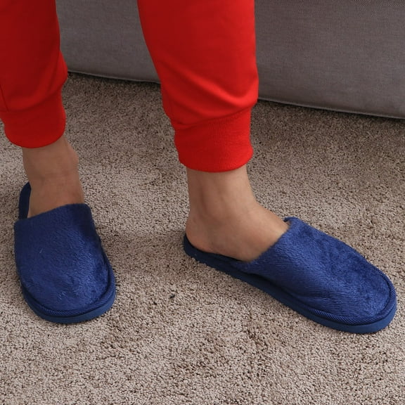Masteelf Cozy Warm Slippers for Home Use with Plush and EVA Material Blue Color Size 44 45