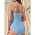 thumbnail image 4 of Maillot de Bain Maternité Bretelles Spaghetti Réglables Bleu Clair TG, 4 of 9