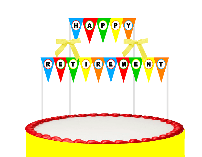Happy Retirement Rainbow Cake Decoration Bunting Banner Topper