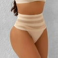 thumbnail image 2 of KHONTS,Seamless High Waisted Thong Panty with Lace Stripe for Women Slimming Tummy Control Underwears Beige XXL, 2 of 4