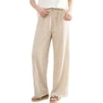 thumbnail image 2 of hoksml Women's High Waist Striped Palazzo Pants, Casual Drawstring Wide Leg Trousers with Pockets for Summer, 2 of 9
