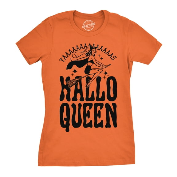 Womens HalloQueen Shirt Funny Halloween Queen Tee for Ladies Cute Costume T shirt Womens Graphic Tees
