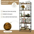 thumbnail image 3 of Sobaniilo 5 Tier Bookshelf, Free Standing Bookcase Organizer Farmhouse Kitchen Ladder Shelves Rustic Wood Open Shelves Metal Frame for Living Room, Bedroom, Home Office, 3 of 9